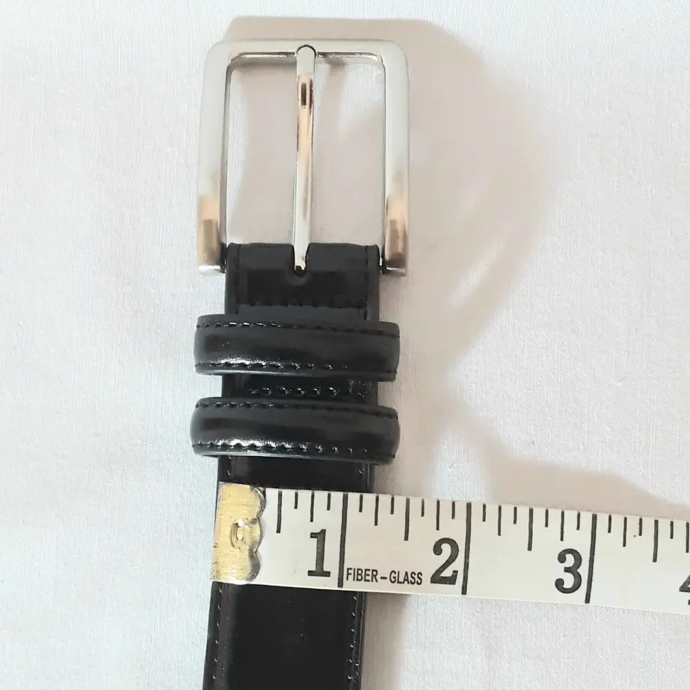 💎Mens Basic Black Mixed Leather & Synthetic Belt 46/48 Waist Double Loops